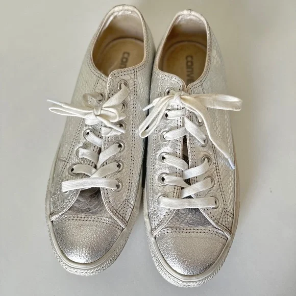 Converse Shoes Silver Metallic Snakeskin Print Converse Poshmark - Main Image